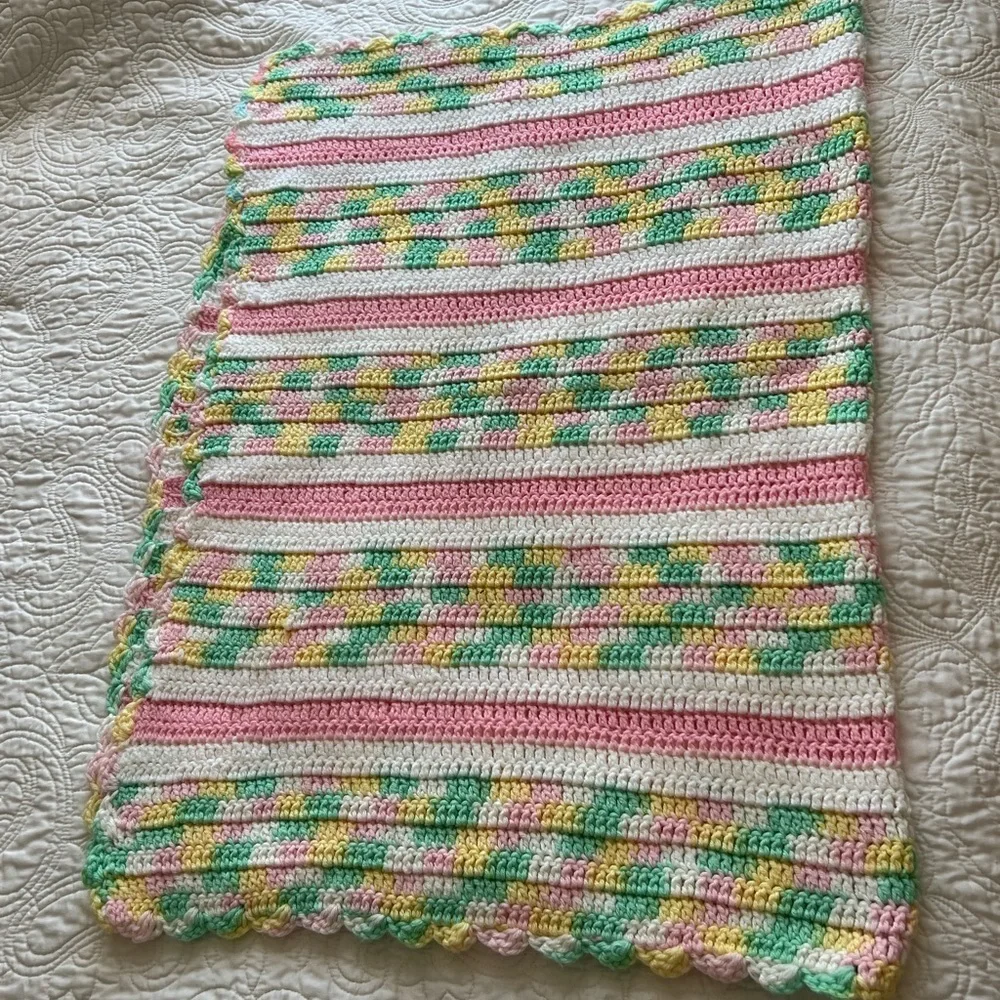 Hand made crochet baby girl blanket